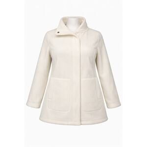 Denim & Co. Reg Fleece Bonded Sherpa Jacket Cream XS Snap Front